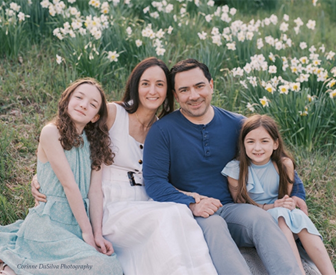 Headshot of Sara E Curcio D M D and her family