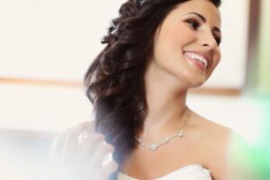 Beautiful smiling bride with white teeth